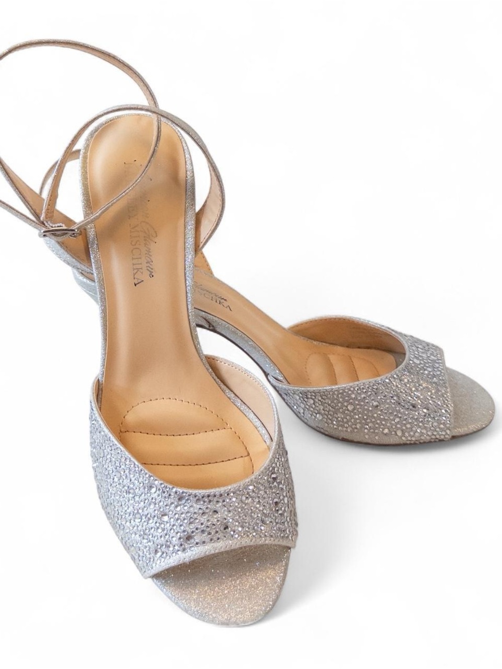 American Glamour Badgley Mischka Rhinestone Heels | Silver | Size 7 |
